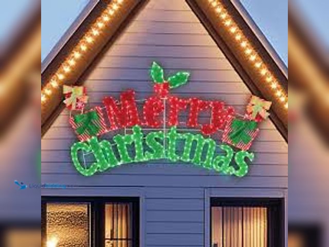Lot 49-3538910 - VEIKOUS 6 ft. 2-in-1 Merry Christmas Sign Outdoor Holiday Yard Decoration Red and Green LED. Model #...