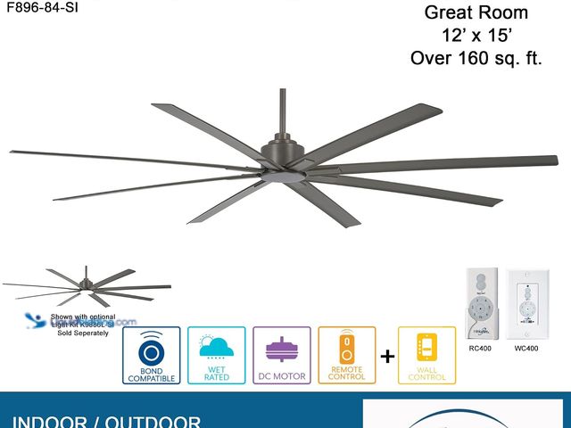 Lot 49-1632074 - MINKA-AIRE Xtreme H2O 84 in. Indoor/Outdoor Smoked Iron Ceiling Fan with Remote Control Model: F896-...