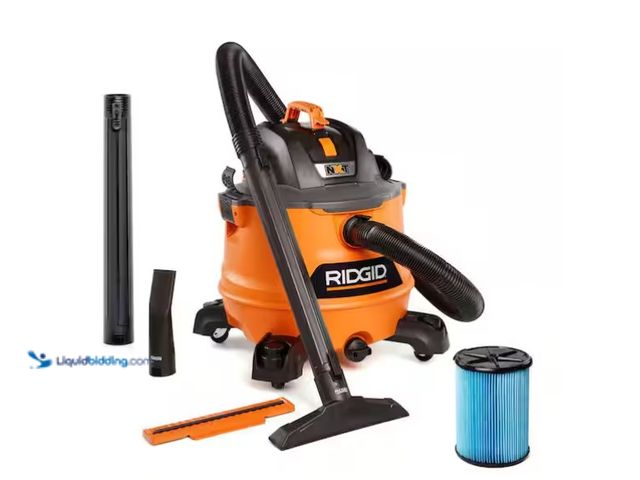 Lot 49-1575767 - RIDGID 14 Gal. 6.0 Peak HP NXT Shop Vacuum Wet Dry Vac with Fine Dust Filter, Locking Hose, Wands an...