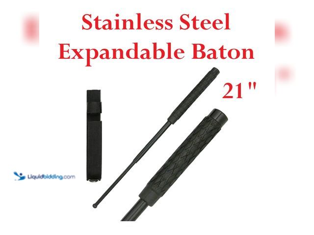 Lot 49-1616524 - Extendable Stainless Steel Self Defense Baton 21" Black - NEW - Compact, powerful and easily deploye...