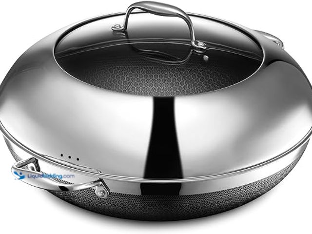 Lot 49-1631934 - HexClad 14" Hybrid Nonstick Wok & Lid, Induction-Ready, Dishwasher Safe | Stay-Cool Handles, Dishwas...