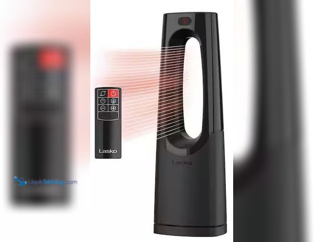 Lot 49-5486542 - Lasko
Bladeless 1500W 28 in. Black Electric Oscillating Tower Ceramic Space Heater with Remote Cont...