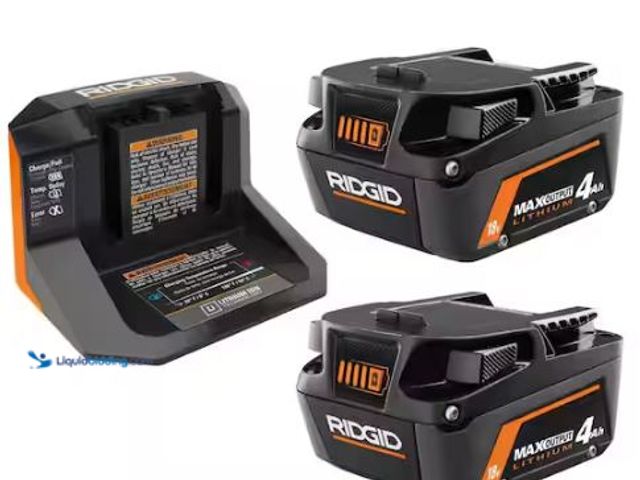 Lot 49-1540725 - RIDGID 18V MAX Output Starter Kit with (2) 4.0 Ah Batteries and Charger, Model # AC8609340SB, New.  ...