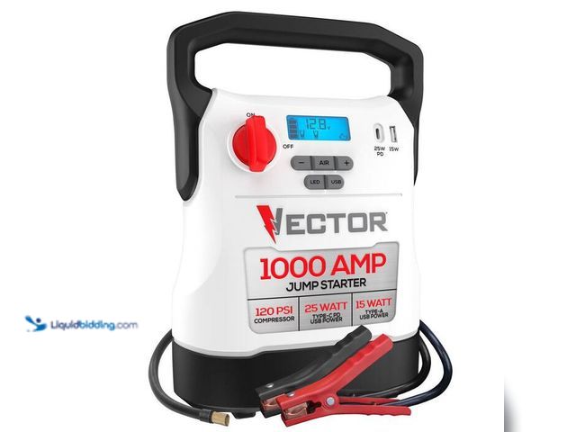 Lot 49-2004228 - VECTOR 1000 Amp Jump Starter, Compressor, USB Power, Model # VECJ1C, slightly used, unable to test, ...