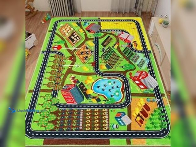 Lot 49-1517553 - Kids Rug Play Mat for Toy Cars, 59"×78.7" Farm Life Road Traffic for Playroom Kids Car Road Rug Vill...