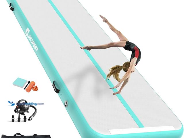 Lot 49-3509946 - AKSPORT Gymnastics Air Mat Tumble Track Tumbling Mat Inflatable Floor Mats with Air Pump for Home Us...