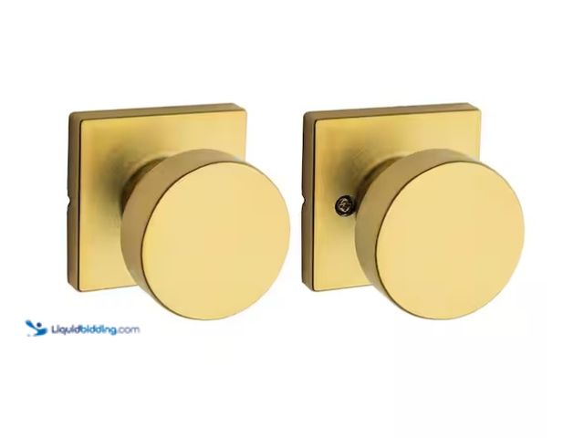 Lot 49-1575896 - Lot of (4) Kwikset Pismo Satin Brass Hall/Closet Square Door Knob, Model # 720PSK SQT 4 CP, Unused  ...