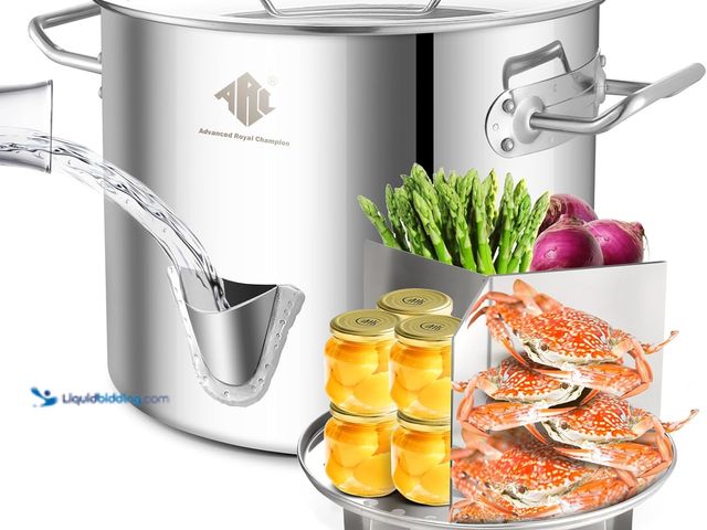 Lot 49-5520496 - ARC 40QT Stainless Steel Tamale Steamer Pot with Easy-fill Water Spout, Seafood Crab Steamer with Di...
