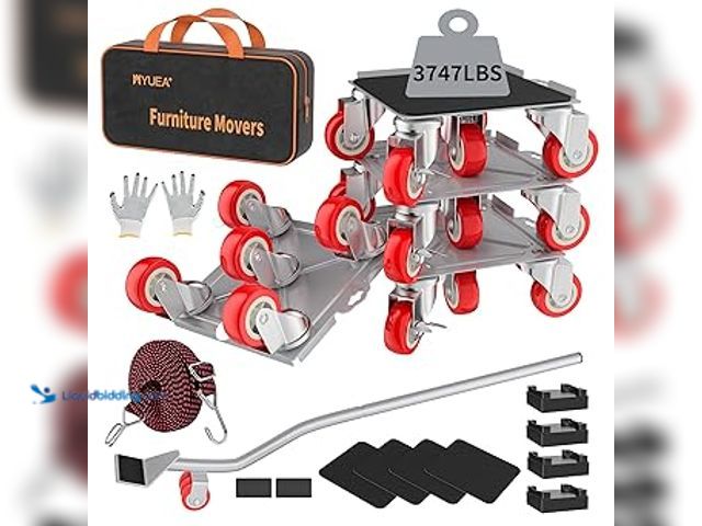 Lot 49-5461153 - MYUEA Furniture Dolly,Furniture Movers with 5 Wheels,Carbon Steel Panel Heavy Duty Dolly,Furniture L...