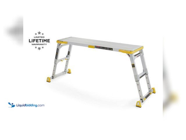 Lot 49-5552054 - Gorilla Ladders
4.6 ft. x 2.5 ft. Aluminum Heavy-Duty PRO, 2 in. Slim-Fold Work Platform, 4-Adjusta...
