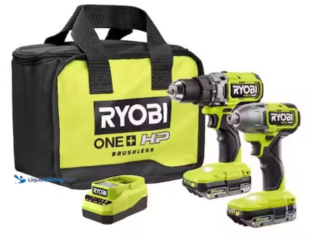 Lot 49-2022774 - RYOBI ONE+ HP 18V Brushless Cordless 2-Tool Combo Kit with (2) 2.0 Ah Batteries, Charger, and Bag, M...