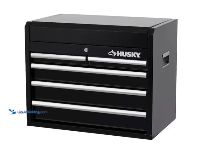 Lot 49-1575459 - Husky Tool Storage 26 in. W x 16 in. D 5-Drawer Gloss Black Top Tool Chest, Model # H26CH5BLK, Unuse...