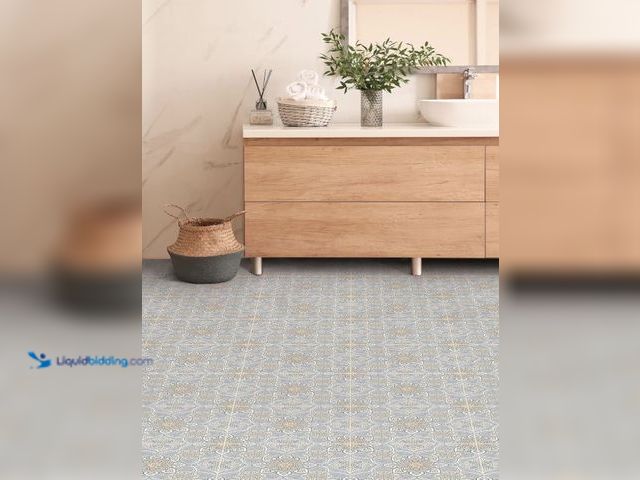 Lot 49-5436235 - Qty 6. FloorPops Decora Blue Peel Stick Floor Tiles, FP6301. New/factory sealed.