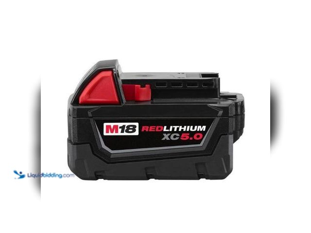 Lot 49-5552666 - Milwaukee
M18 18-Volt 5.0 Ah Lithium-Ion XC Extended Capacity Battery Pack. Model # 48-11-1850. New