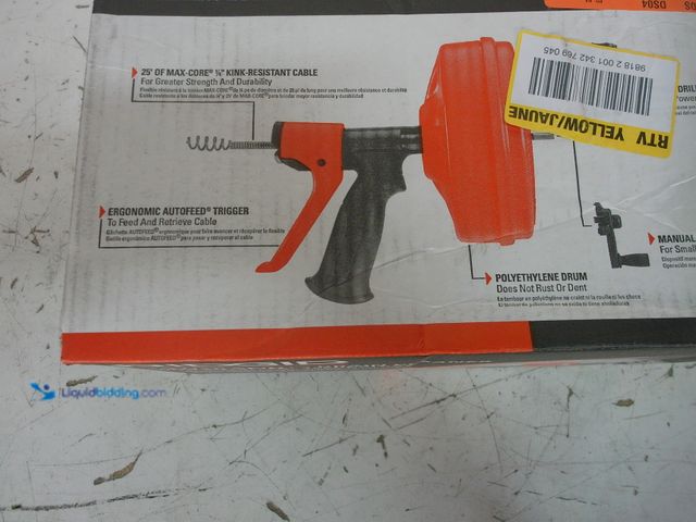 Lot 49-1629161 - RIDGID Power Spin+ 1/4 in. x 25 ft. Hybrid Drain Cleaning Snake Auger (Manual or Cordless Drill Oper...