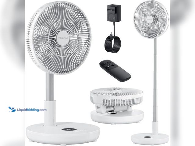 Lot 49-5405794 - TriPole Oscillating Fan Portable Quiet Standing Fan with Remote, 12" Rechargeable Pedestal Fans for ...