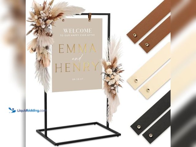 Lot 49-5406695 - Kibaga Elegant Wedding Welcome Sign Stand – Sturdy Welcome to Our Wedding Sign Holder for Seating Ch...