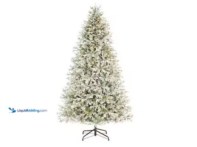 Lot 49-1548172 - Home Decorators Collection 9 ft. Kenwood Frasier Fir Flocked LED Pre-Lit Artificial Christmas Tree w...