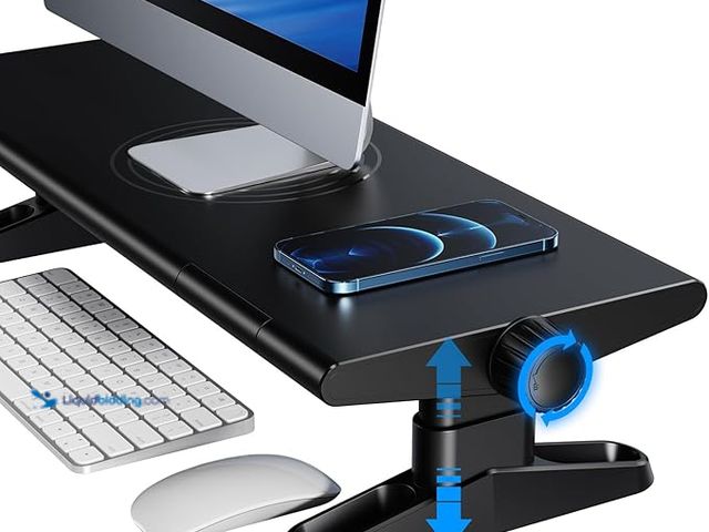 Lot 49-1576864 - OATSBASF Monitor Stand Riser, Single-Handed Height Adjustable Monitor Riser with Phone Holder for Co...