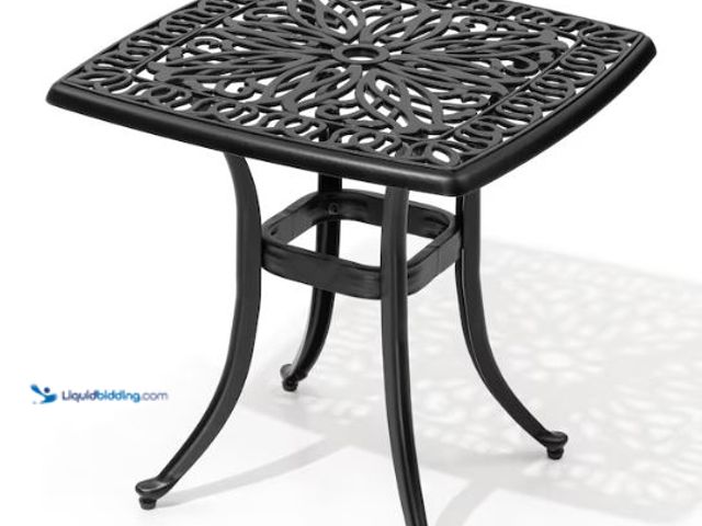 Lot 49-2020886 - Crestlive Products 20-in Cast Aluminum Patio Coffee Side Square Outdoor Bistro Table 21.06-in W x 21...