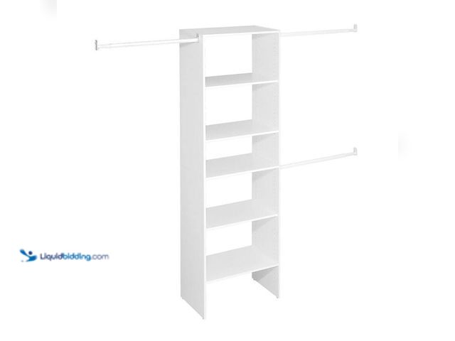 Lot 49-5414434 - Closet Maid Selectives 60 in. W - 120 in. W White Reach-In Tower Wall Mount 6-Shelf Wood Closet Syst...