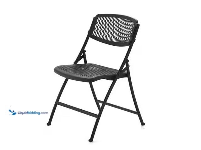 Lot 49-1611944 - Lot of (2) HDX Plastic Seat Folding Chair in Black Model # 2FF0010P, Slightly Used, Scuffs and Scrat...