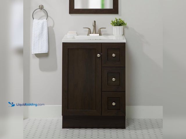 Lot 49-5482162 - Glacier Bay
Bannister 25 in. Single Sink Dusk Bath Vanity with White Cultured Marble Top (Assembled...