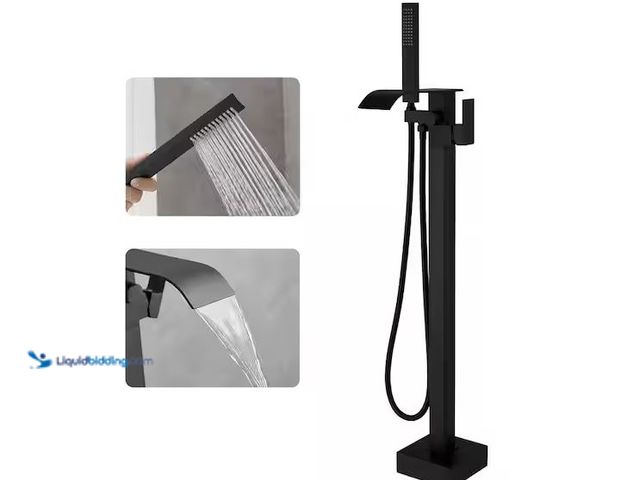 Lot 49-3600454 - BWE 1-Handle Floor Mount Claw Foot Tub Faucet with Handheld Shower in Matte Black Model # A-97014-B,...