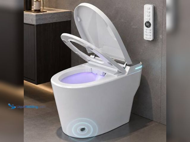 Lot 49-5581504 - YULIKA Intelligent Elongated Smart Toilet with Built-in Tank, Auto Open/Close Lid, Heated Seat and I...