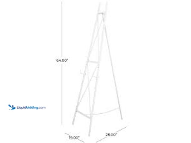Lot 49-5548783 - DecMode 16" x 54" White Metal Tall Adjustable Floor 2 Tier Easel, 1-Piece MODEL:14114 UNUSED. BOX DA...
