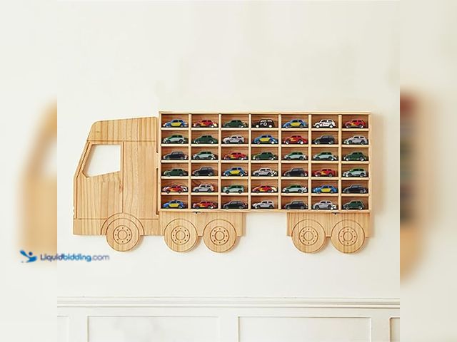 Lot 49-5433784 - Wood Toy Car Display Rack, Holds 42 Diecast Cars Model Car Display Case 1/64 Scale Toy Cars Organize...