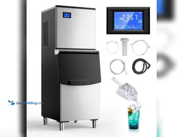Lot 49-1574962 - SIMZLIFE 26.8 in. 550 lb. / 24H Commercial Freestanding Full Size Cubes Ice Maker in Silver Stainles...