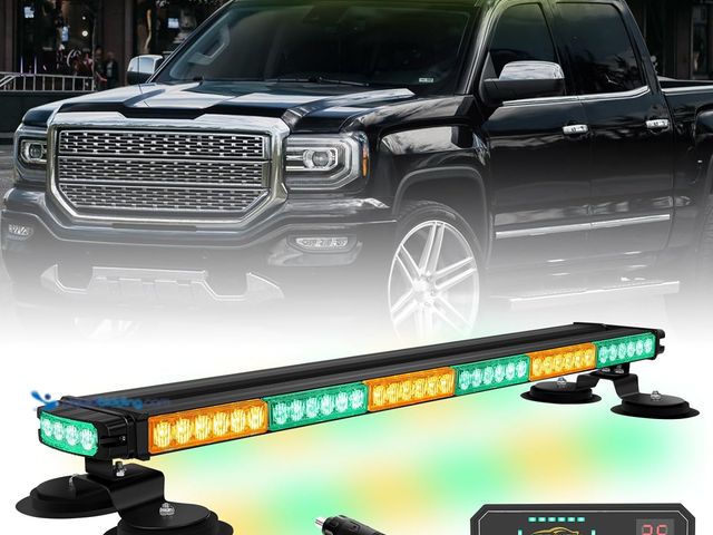 Lot 49-5437468 - XRIDONSEN 28.4" 80 LED Roof Top Strobe Lights Amber Green Emergency Lights Warning Flashing Safety B...