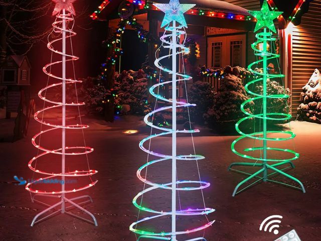 Lot 49-1547271 - Presence 3 Pack Light Up Multi-Color Christmas Spiral Tree, Model# 810046827529, Unused, Tested work...