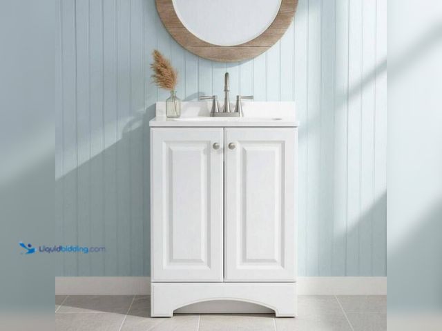 Lot 49-2004285 - Glacier Bay 25 in. Single Sink White Freestanding Bath Vanity with White Cultured Marble Top (Assemb...
