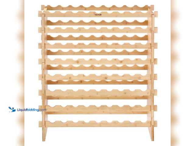 Lot 49-5414365 - Vevor 72-Bottle Freestanding Wines Holder Display Shelf 8-Tier Natural Color Storage Racks Stackable...