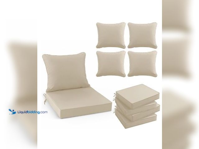 Lot 49-1577253 - Outdoor Chair Cushions Set of 4, Waterproof Backrest and Deep Seat Cushion Set for Patio Furniture, ...