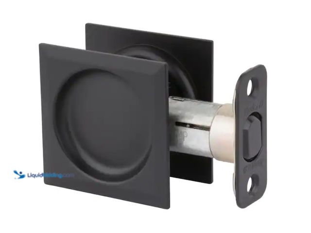 Lot 49-1628270 - Lot of (2) Kwikset Matte Black Square Hall/Closet Pocket Door Lock, Model # 334514SQTPCKTDR, Unused ...