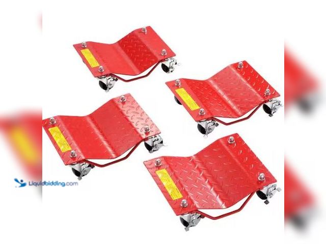 Lot 49-3432657 - VEVOR Wheel Dolly, 8000 lbs. Capacity Heavy-Duty Steel Car Mover, Wheel Dolly Car Tire Stake Set wit...