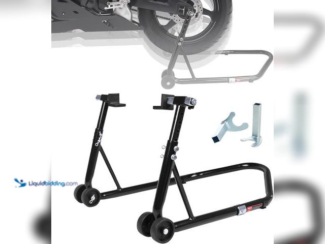 Lot 49-5435619 - Donext Motorcycle Stand 850LB Adjustable Sport Bike Rear Wheel Lift Swingarm Paddock Stands Black, 5...