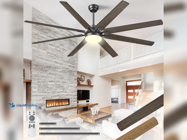Lot 49-5396751 - 72 Inch Large Ceiling Fans with Lights and Remote, Black Ceiling Fan with Quiet DC Motor, 3CCT Dimma...