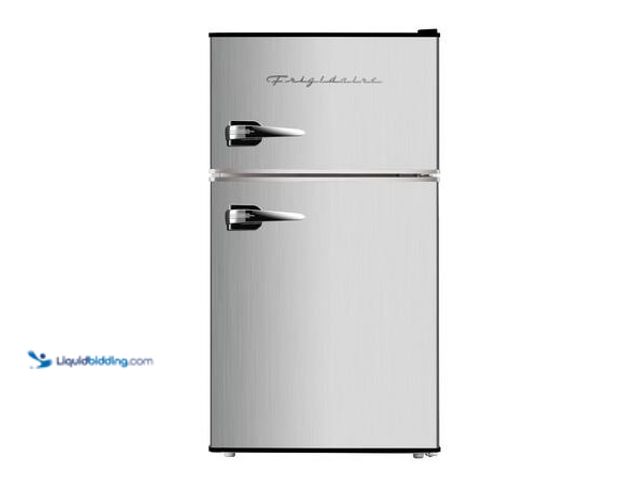 Lot 49-5553032 - Frigidaire 3.2 cu. ft. Retro 2-Door Mini Refrigerator in Platinum Design with Top Freezer Model # EF...