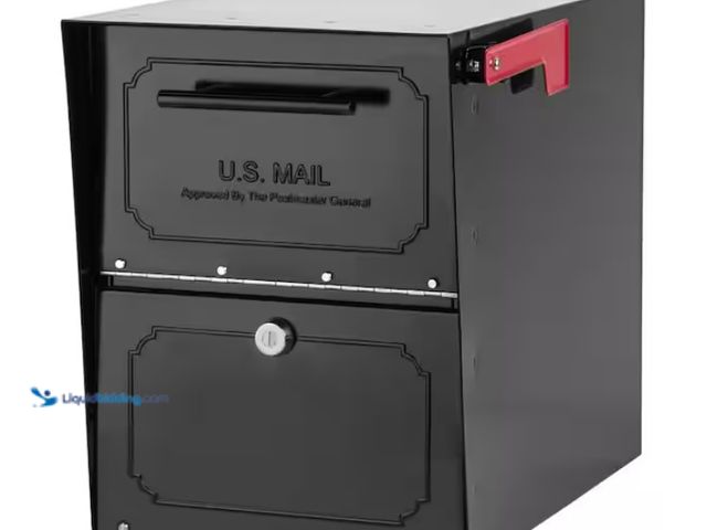 Lot 49-1546829 - Architectural Mailboxes Oasis Classic Black, Extra Large, Steel, Locking, Post Mount Parcel Mailbox ...