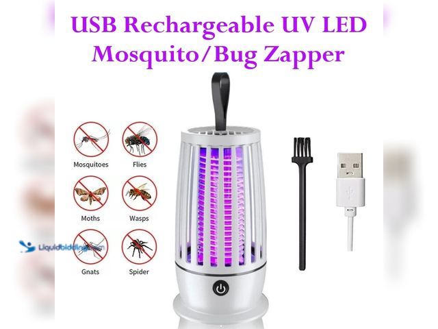 Lot 49-3435031 - USB Rechargeable UV LED Mosquito/Bug Zapper 5.31"T x 2.95"W White - NEW - Safe for Indoor and Outdoo...