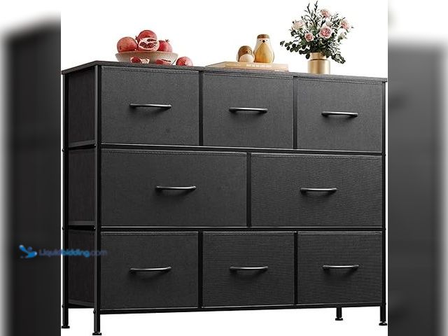 Lot 49-3531719 - WLIVE 8 Drawer Dresser for Bedroom, Fabric Black Dresser with Large Storage Drawer Unit for Entryway...