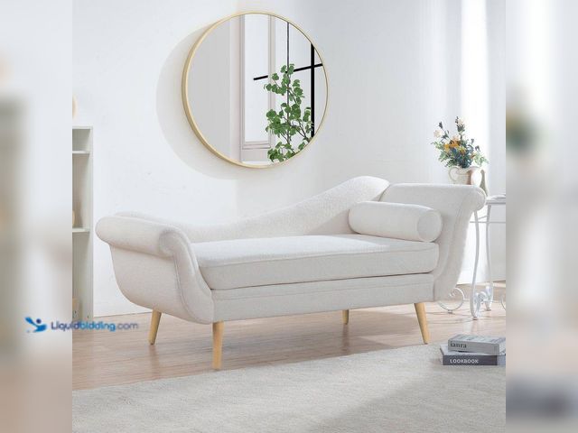Lot 49-5538640 - CSC DECOR INC
Modern White Upholstered Chaise Lounge with Scroll Arms. Model # ZY-W68056676. Unused