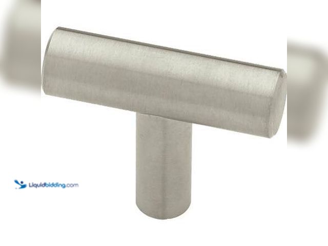 Lot 49-5575084 - QTY 2 - Liberty (6-Pack) Bauhaus 1-9/16 (40 mm) Modern Stainless Steel T-Shaped Bar Cabinet Knobs Mo...