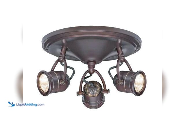 Lot 49-1515981 - Hampton Bay 3-Light Antique Bronze Round-Base Pinhole Ceiling Fixture. Model# EC4886ABZ. Unused.  Re...