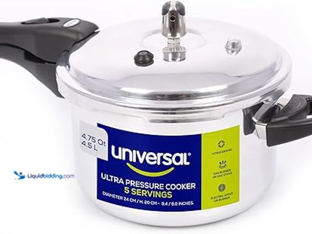Lot 49-3514858 - Universal (4.75 Quart / 4.5 Liter) Anti-Rust Ultra Pressure Cooker, Aluminum Pressure Cooker for 5 S...