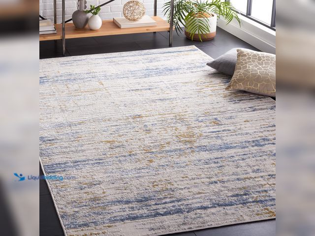 Lot 49-5581948 - SAFAVIEH Area Rug 8x10 - Palma Collection - Large - Beige & Light Blue, Modern Abstract Design, Non-...